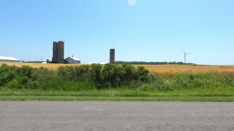 Port Dover, Can May 23 2026 POV side view driving plate farms and trees country Stock Footage 338301845
