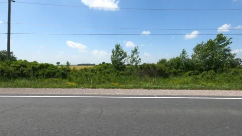 Port Dover, Can May 23 2026 POV side view driving plate farms and trees country Stock Footage 338304858