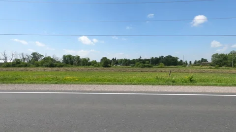 Port Dover, Can May 23 2026 POV side view driving plate farms and trees country Stock Footage 338304988