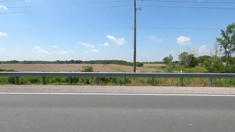Port Dover, Can May 23 2026 POV side view driving plate farms and trees country Stock Footage 338305274