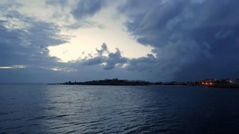 Port in dramatic weather Stock Footage 108634892