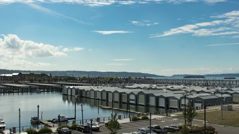 Port Everett Harbor View with Floating Docks Stock Footage 171301850