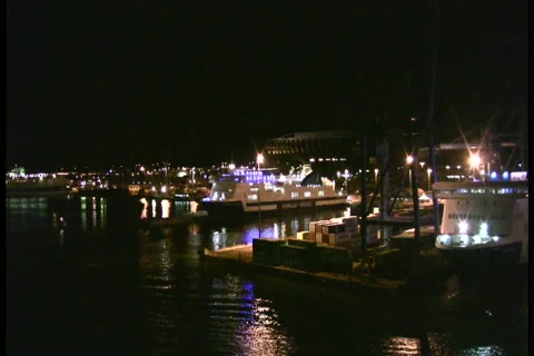 Port facilities at night Stock Footage 88252