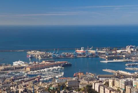 Port of Genova, panorama Stock Photos