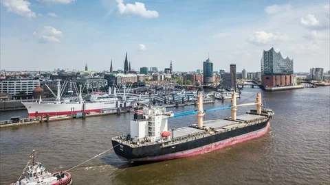 Port of Hamburg Drone lapse Stock Footage 90103415