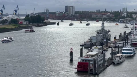 The Port Of Hamburg From A Height Stock Footage 203961145