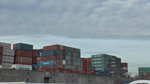 Port of Hamburg -Tracking shot to container 1 Video stock 33747775
