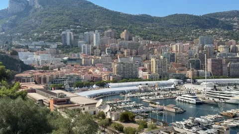 Port Hercules Monaco - Slow Pan from Monaco-Ville Stock Footage 346510645