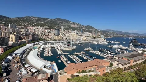 Port Hercules Monaco - View from Monaco-Ville Stock Footage 346562909