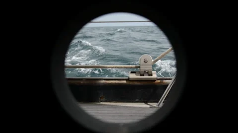 Port hole of yacht Stock Footage