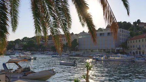 Port of Hvar in the evening light Video stock 219995209