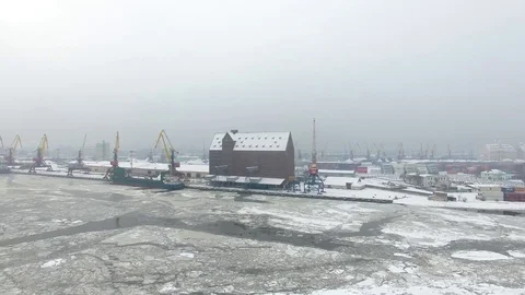 The port of Kaliningrad in winter Stock Footage 84823501