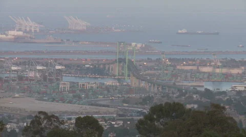 Port of LA sunset Stock Footage 718409