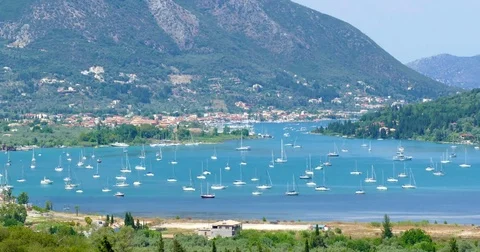 Port at Lefkada in Greece, timelapse Stock Footage 78023745