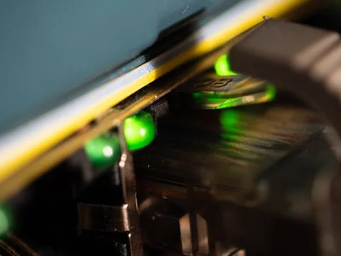 Port light on Ethernet network switch port Stock Illustration