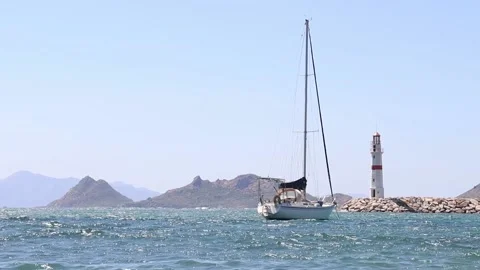 Port with Lighthouse from Bodrum Stock Footage 236661216
