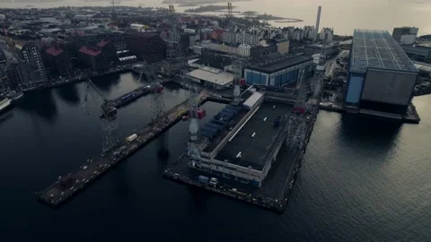 Port for loading and unloading of heavy equipment. 4K Footage Stock Footage 232703027