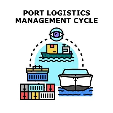 Port logistics management cycle concept vector illustration Stock Illustration