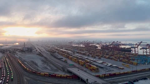 Port of Los Angeles loading docks Stock Footage 336560527
