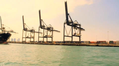 Port of Miami, Container Ship Stock Footage 6104353