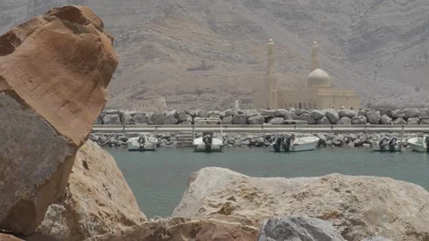 Port with Mosque 4K Stock Footage 89181380
