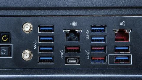 Port network switch background Stock Photos