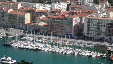 Port of Nice - Static View of Boats in Marina. Stock Footage 329585230