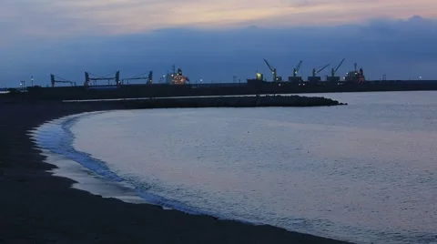 Port in the night Stock Footage 52292764