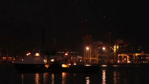 Port at night Stock Footage 134483815