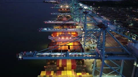 Port at Night Stock Footage 186382706