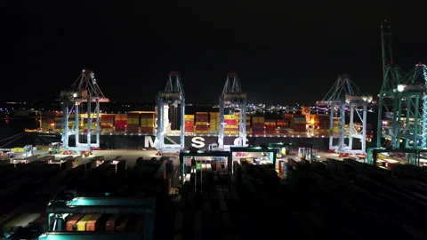 Port at Night Stock Footage 186383955