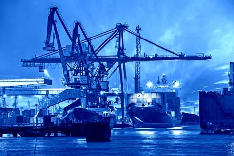Port at night Stock Photos