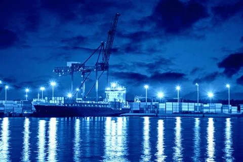 Port at night Stock Photos
