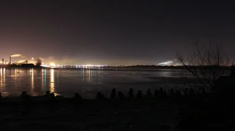 Port night timelapse with tree 1080 Stock Footage 10768087