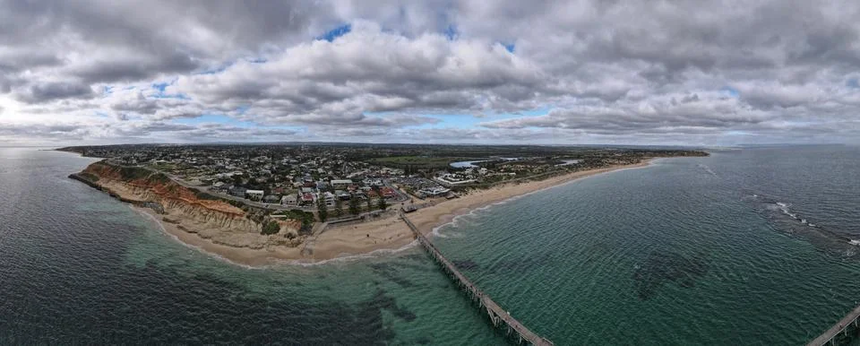 Port Noarlunga Jetty Panorama 库存照片