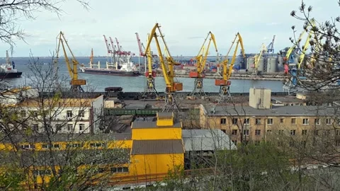 The port of Odessa in spring. Stock Footage 145081329