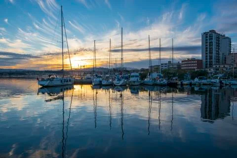 Port of Olbia at sunset Stock Photos