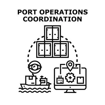 Port operations coordination concept vector illustration icon Stock Illustration