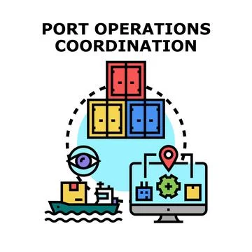 Port operations coordination concept vector illustration icon Stock Illustration