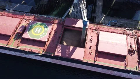 Port of Prince Rupert, loading cargo ship 4k Drone Stock Footage 172419591