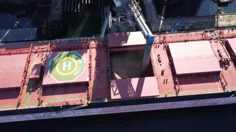 Port of Prince Rupert, loading cargo ship 4k Drone Stock Footage 172419651
