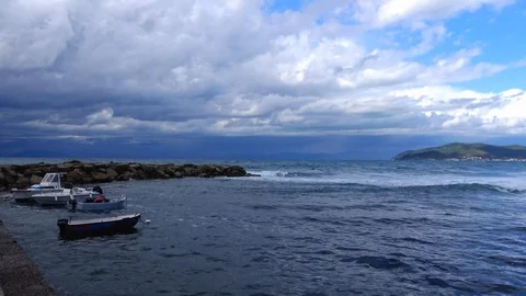 Port of punta licosa time elapse coast of cilento, salerno - italy Stock Footage 104346494