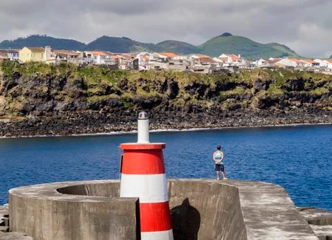 Port in Rabo de Peixe, Sao Miguel Island, Azores, Portugal Stock Photos
