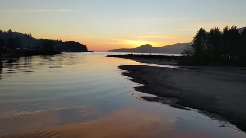 Port renfrew sunset from bridge 2 Stock Footage 174534796