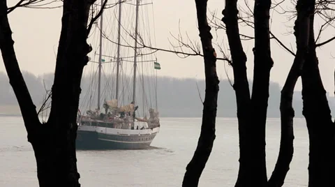 PORT ROTTERDAM SAILING VESSEL SCHOONER MASTS 11 Stock Footage 39342453