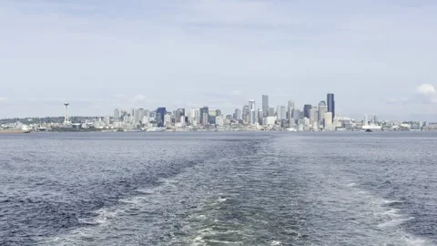 Port of Seattle Container Yard Seen from Elliott Bay Stock Footage 334155944