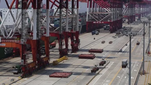Port of Shanghai container zone, timelapse Stock-Footage 71103328