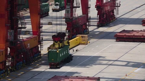 Port of Shanghai container zone, timelapse Stock-Footage 71104390