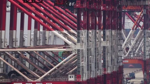 Port of Shanghai container zone, timelapse Stock-Footage 71104679