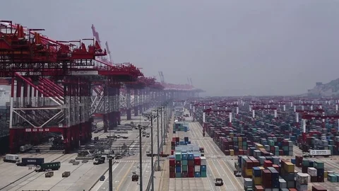 Port of Shanghai container zone, timelapse Stock-Footage 71105307
